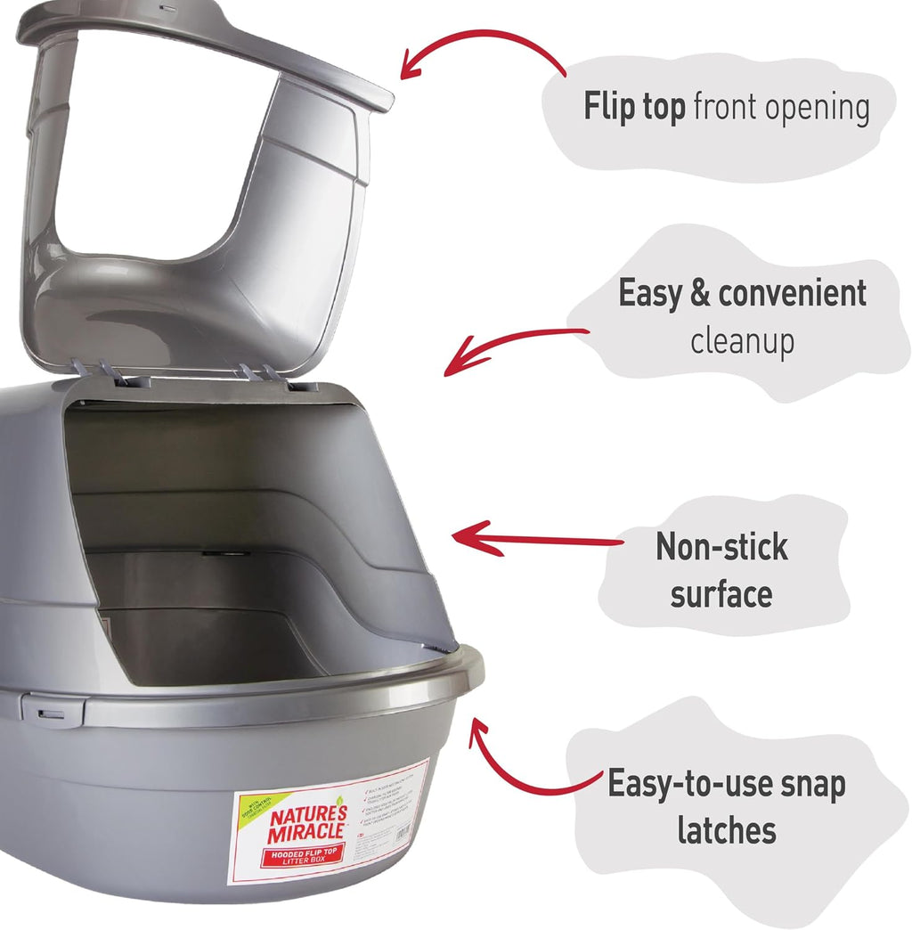 Nature's Miracle Hooded Flip Top Cat Litter Box With Charcoal Filter