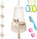 12-16in Boho Hanging Cat Hammock with Removable Plush Cushion (C, 16 * 48in)