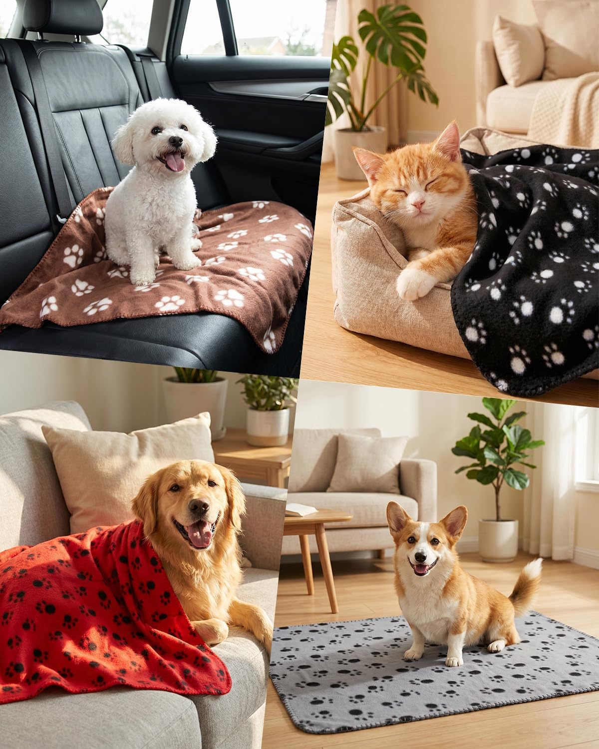 Dog Blankets, 6 Pack Fleece Pet Blankets, 24x28 Inches