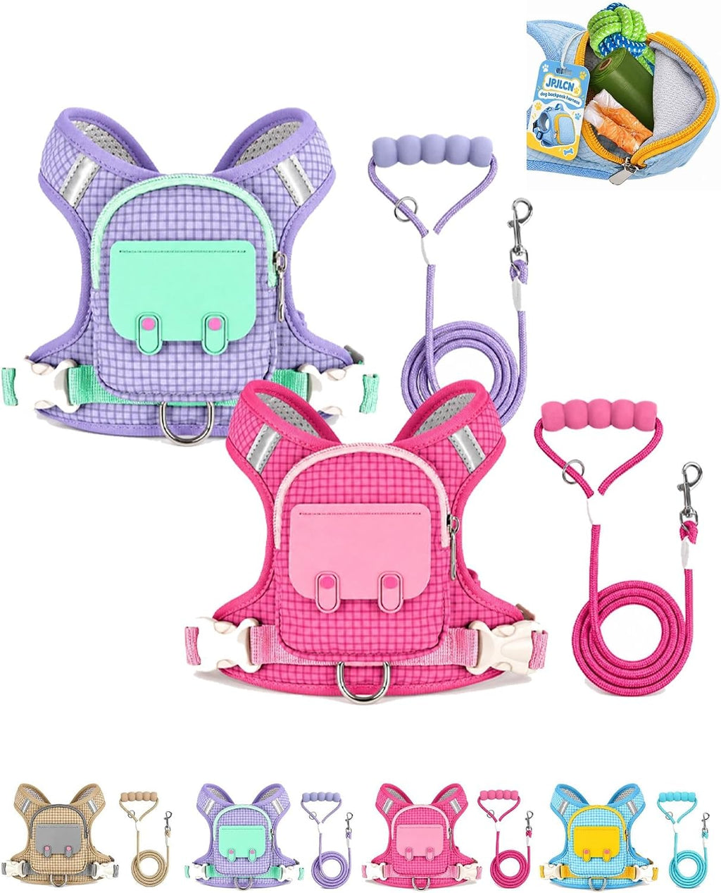 Dog Backpack Harness No-Pull Control Reflective Waterproof