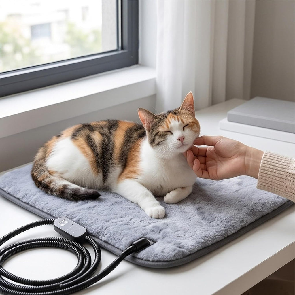 Pet Heating Pad for Cats and Dogs Soft Cat Heating Pad Heated Cats Bed
