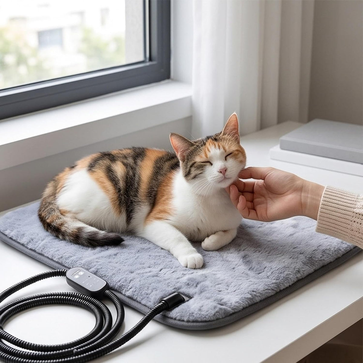 Pet Heating Pad for Cats and Dogs Soft Cat Heating Pad Heated Cats Bed