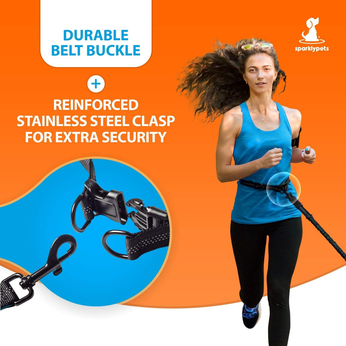 Active Pack Hands Free 2 Dogs Leash Medium & Large, Orange