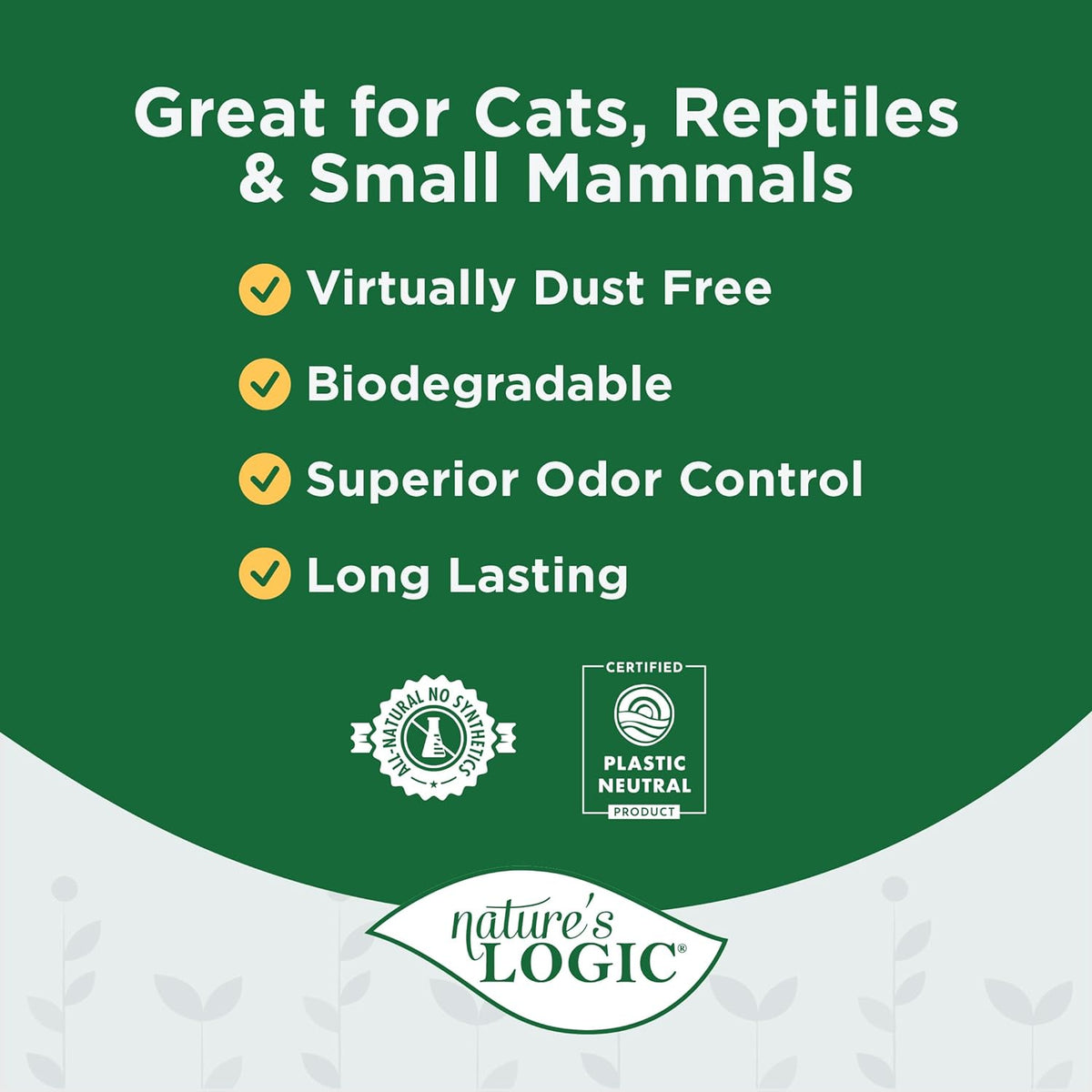 NATURE'S LOGIC Pine Pellet Cat Litter - 100% Natural - Unscented, 12 lb