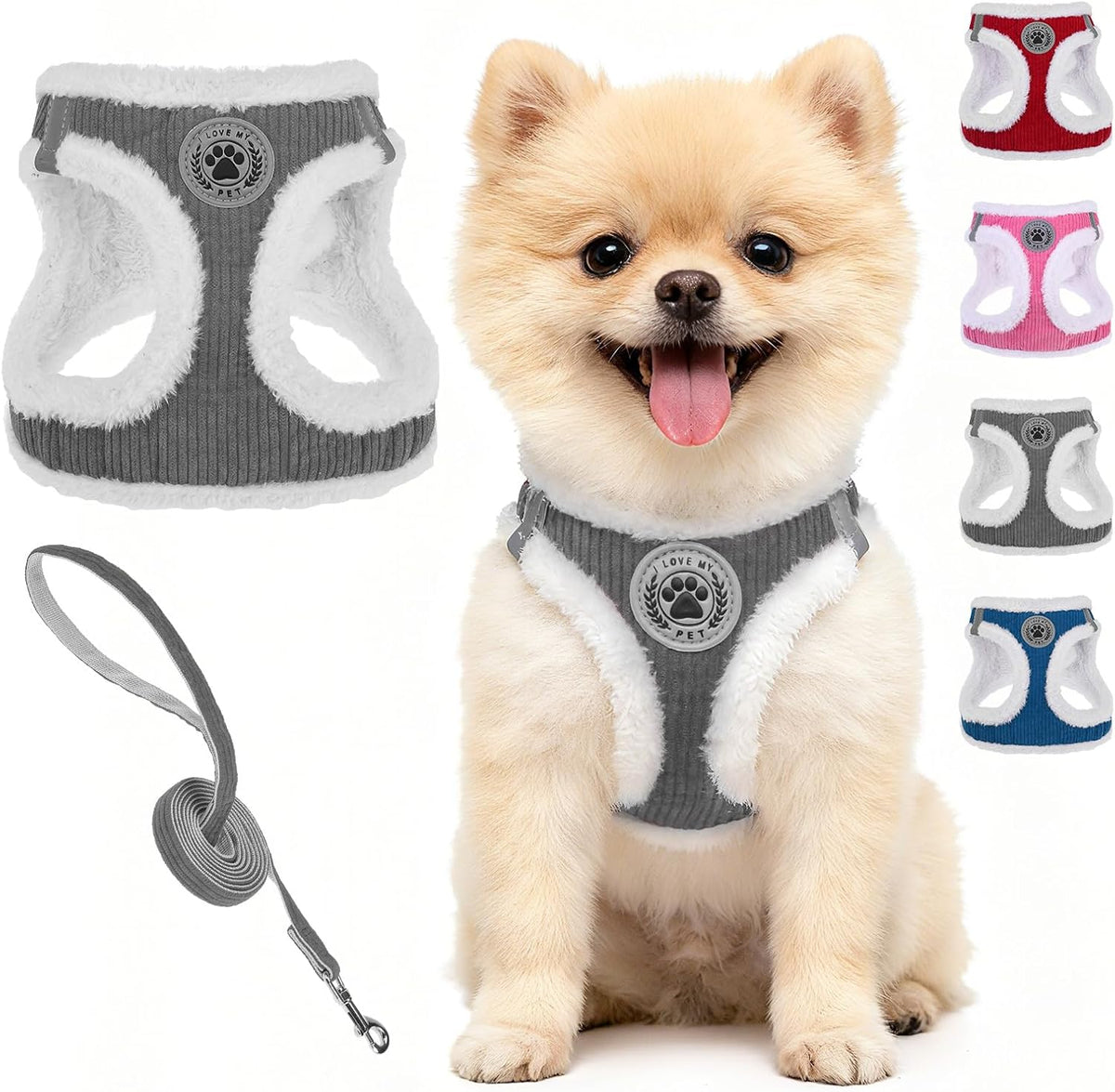 Small Dog Harness and Leash Set, No Pull Puppy Pet Vest- Beige, S