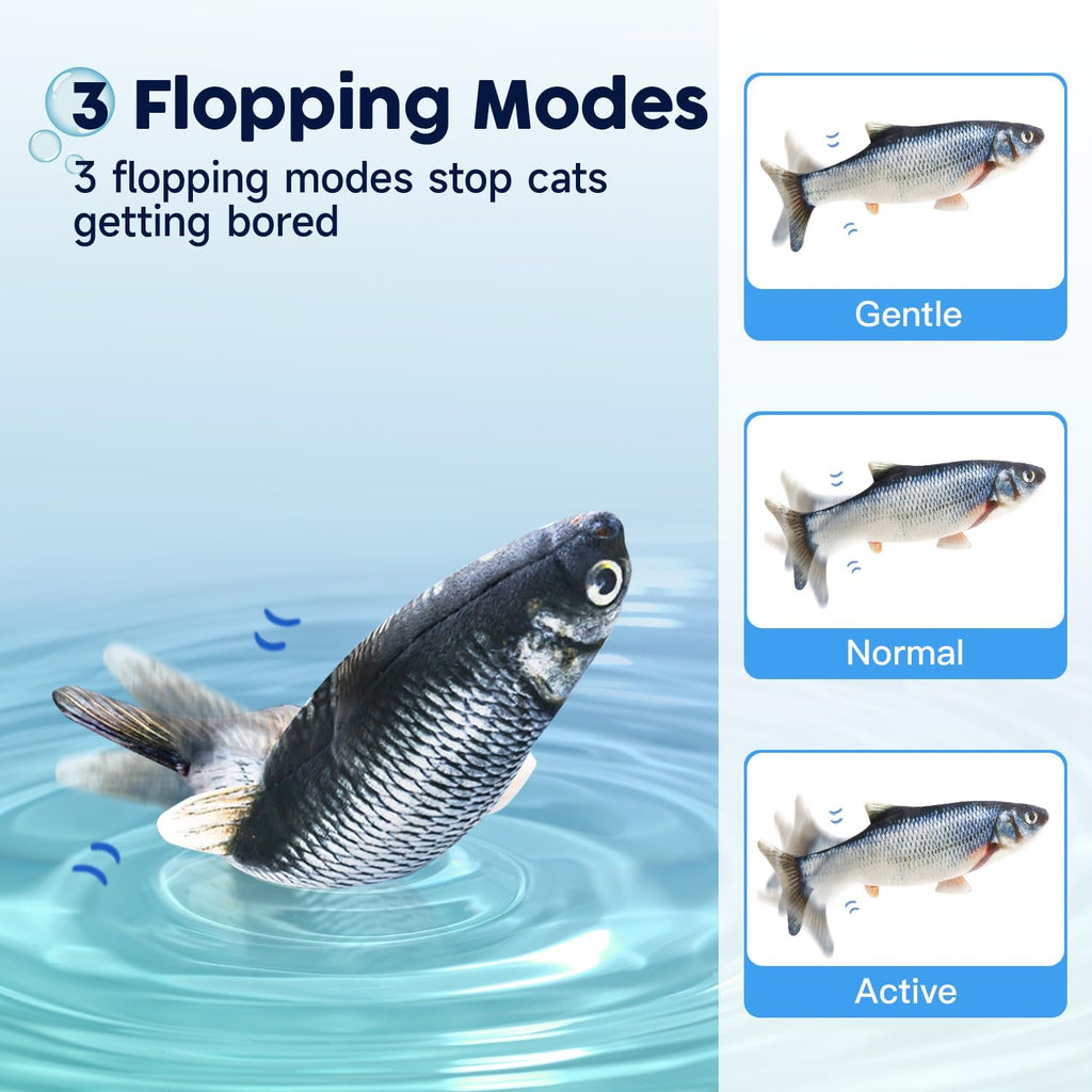 Potaroma Cat Toys Flopping Fish with Catnip, Moving Kitten Kicker, Floppy Wiggle Carp for Small Dogs, Interactive Motion
