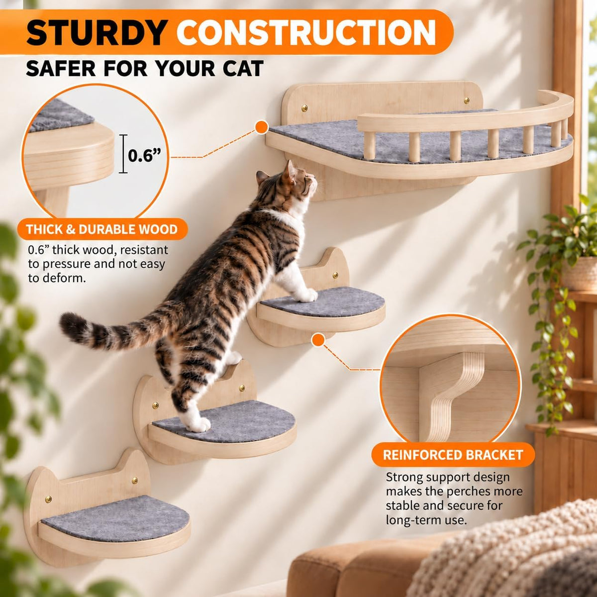 Cat Wall Shelves, Modern Cat Wall Furniture for Indoor Cats