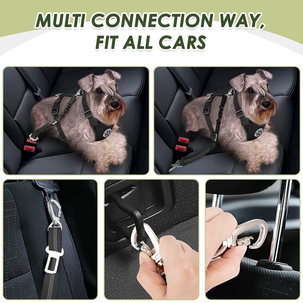 SlowTon Dog Seat Belt and Harness for Car, 2 in 1 Seatbelt Buckle, B M