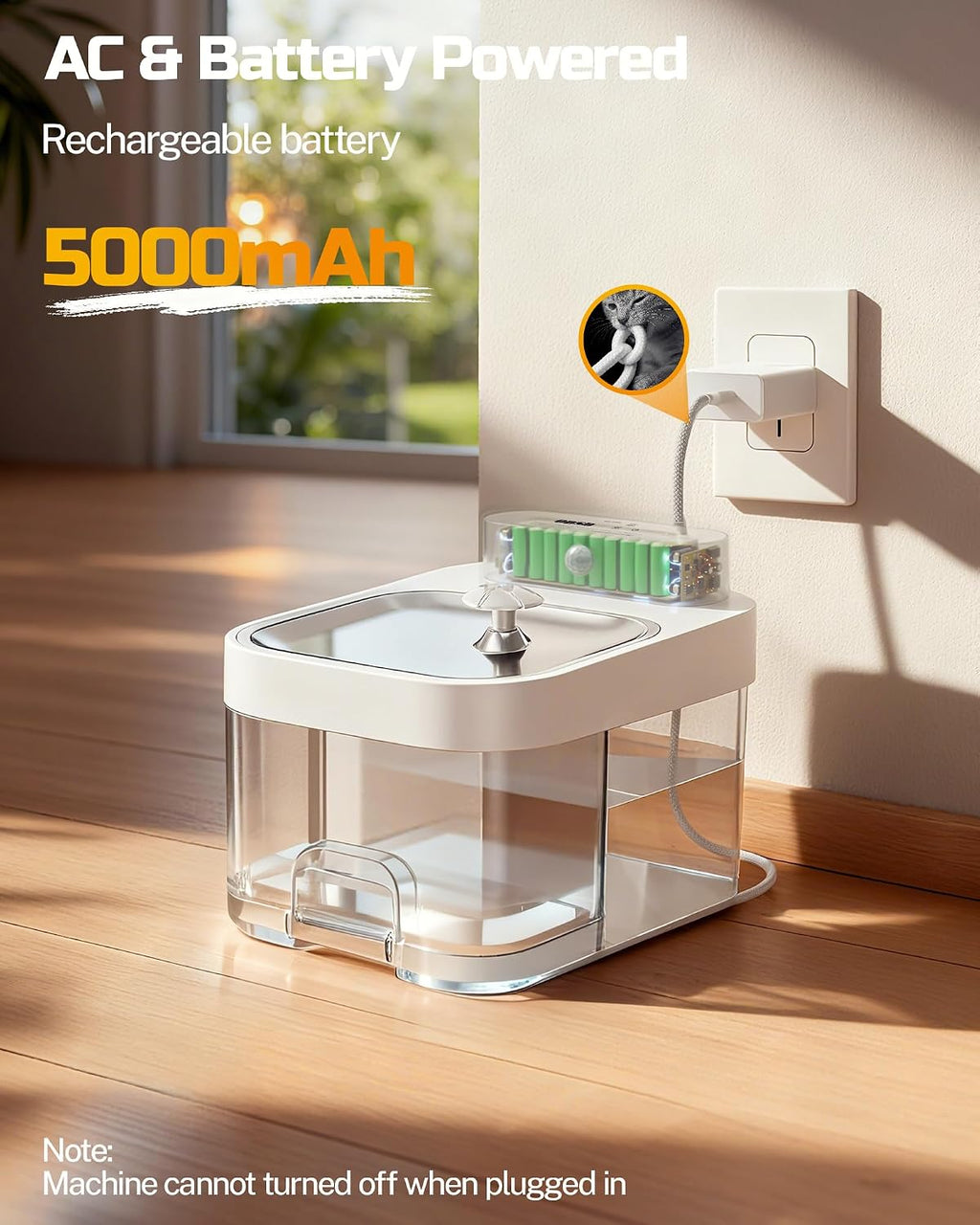 Filterless Cat Water Fountain - App Monitoring Pet Water Dispenser