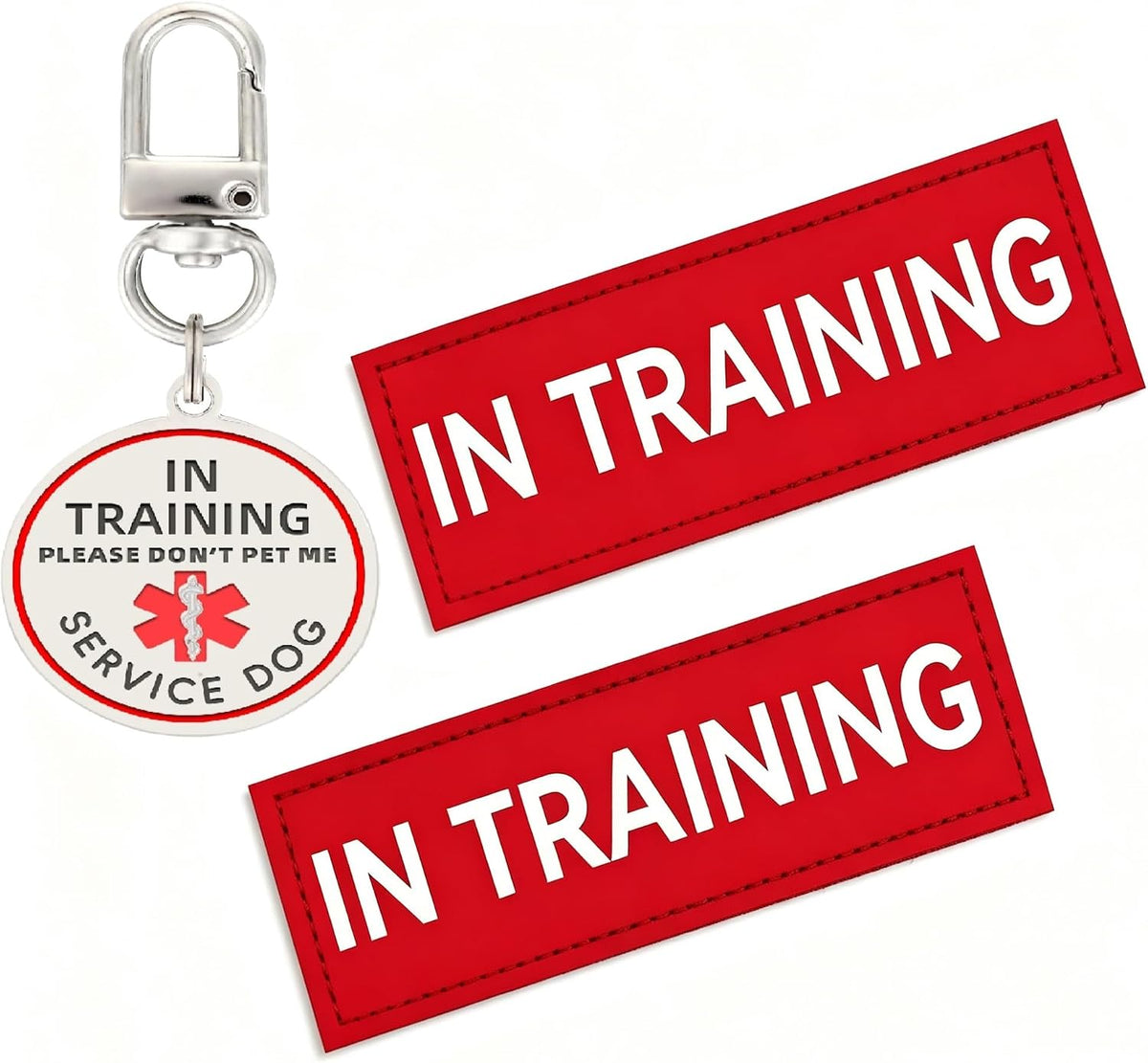 Red Emotional Support Patches & ID Tag Set for Collar Harness Vest
