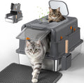 XXXL Stainless Steel Cat Litter Box, Enclosed Cat Litter Box
