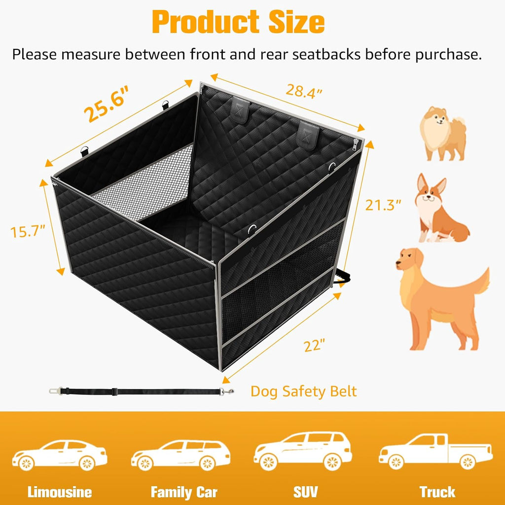 Large Dog Car Seat, Back Seat Extender for Pets with Hard Bottom