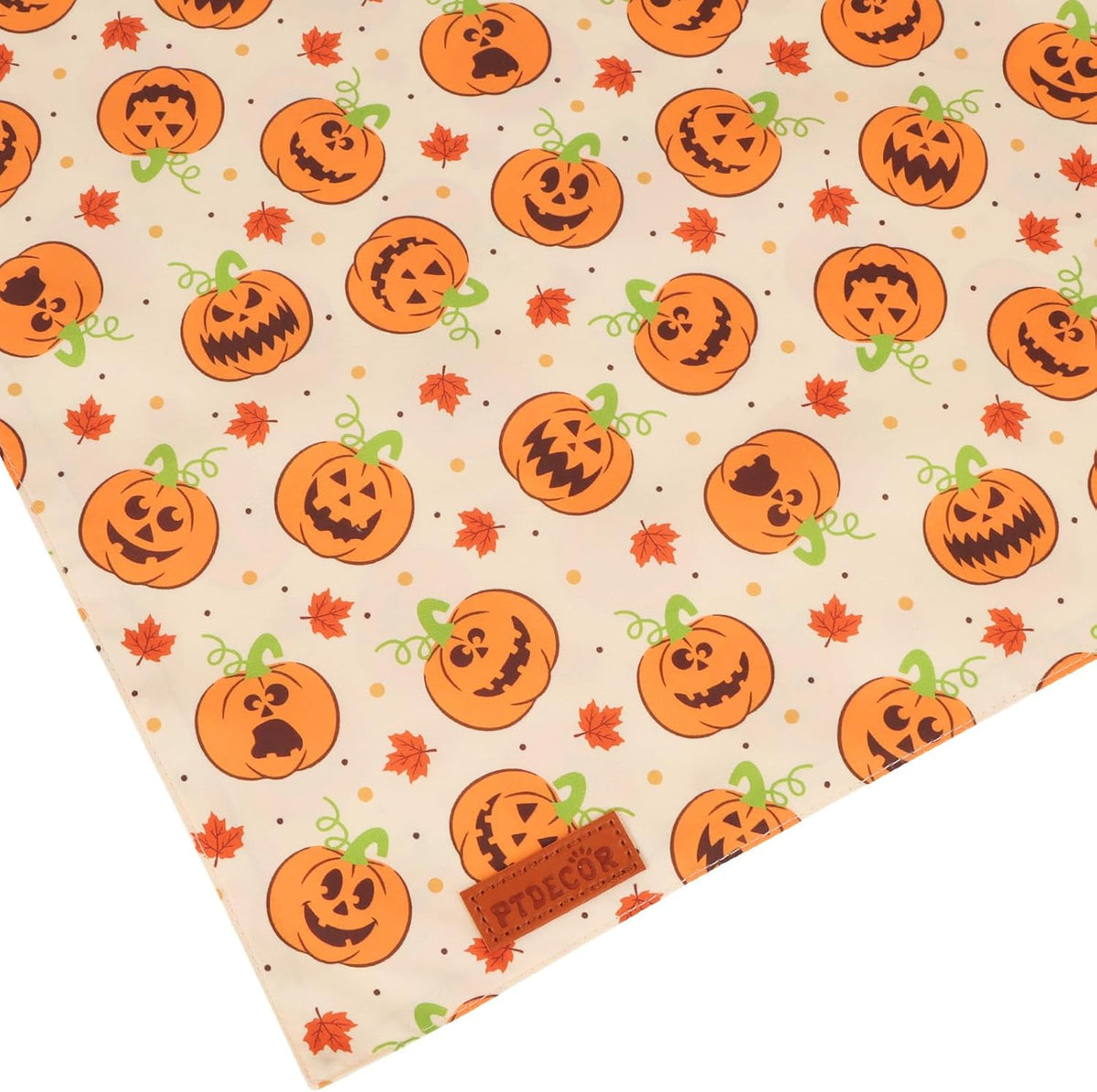 PTDECOR Halloween Dog Bandanas, Yellow Jack-o'-lantern Pet Scarf, Large