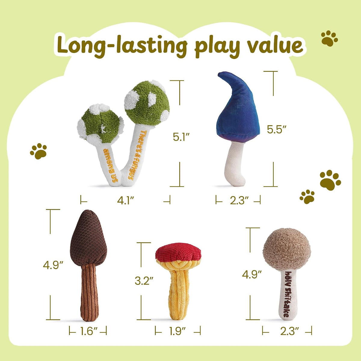 5 Pack Catnip Toys, Cat Toys with Catnip & Silvervine, Colorful Mushroom Kitten Teething & Cat Chew Toys with Different 