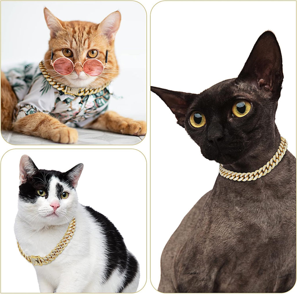 Dog Chain Cuban Dog Collar Pet Chain Necklace, 10 Inch, Gold