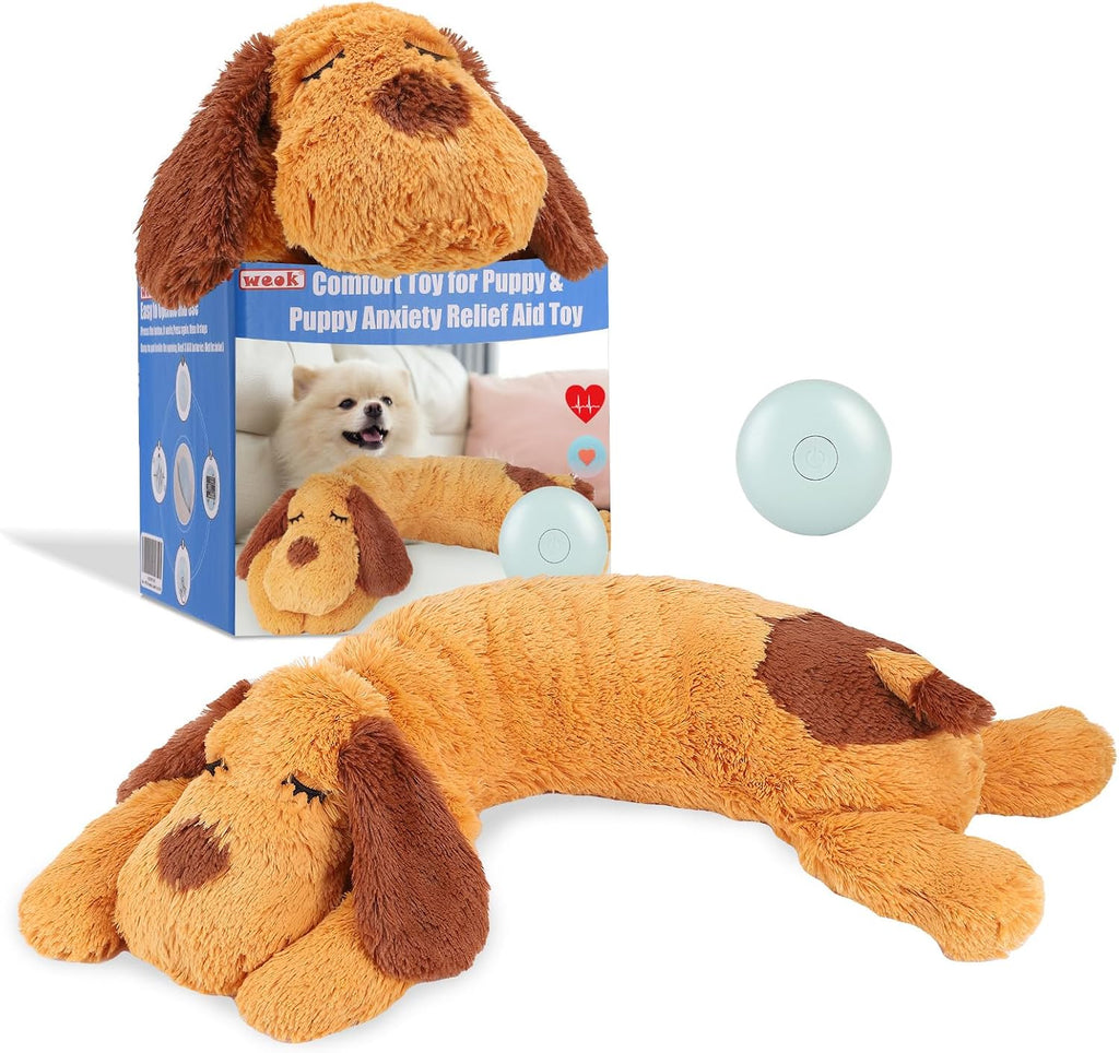 WEOK Heartbeat Puppy Toy, Comfort Cuddler Pillow, Dog Anxiety Relief Calming Aid,Heartbeat Stuffed Toy for Dogs,Puppy He