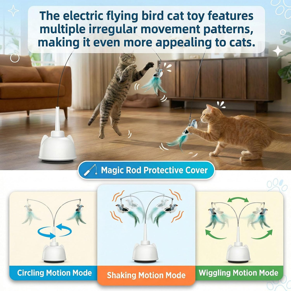 Interactive Cat Toys for Indoor Cats Toy Wand 360°Automatic Moving Cat Toys