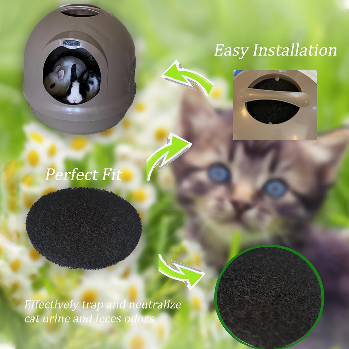 6PCS Replacement Filters for Petmate Booda Dome Cat Litter Box
