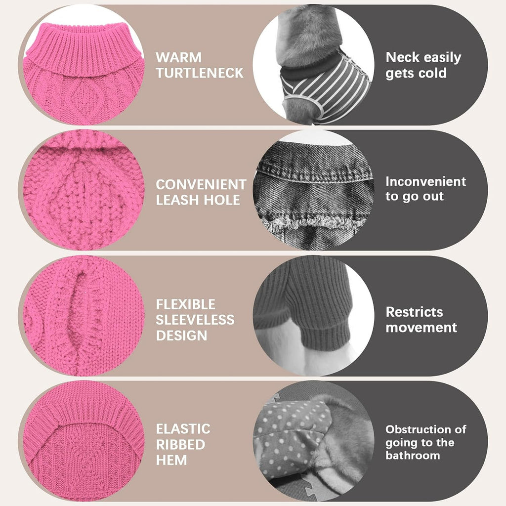 BINGPET Dog Sweater for Large Dogs, Turtleneck Knitted Clothes