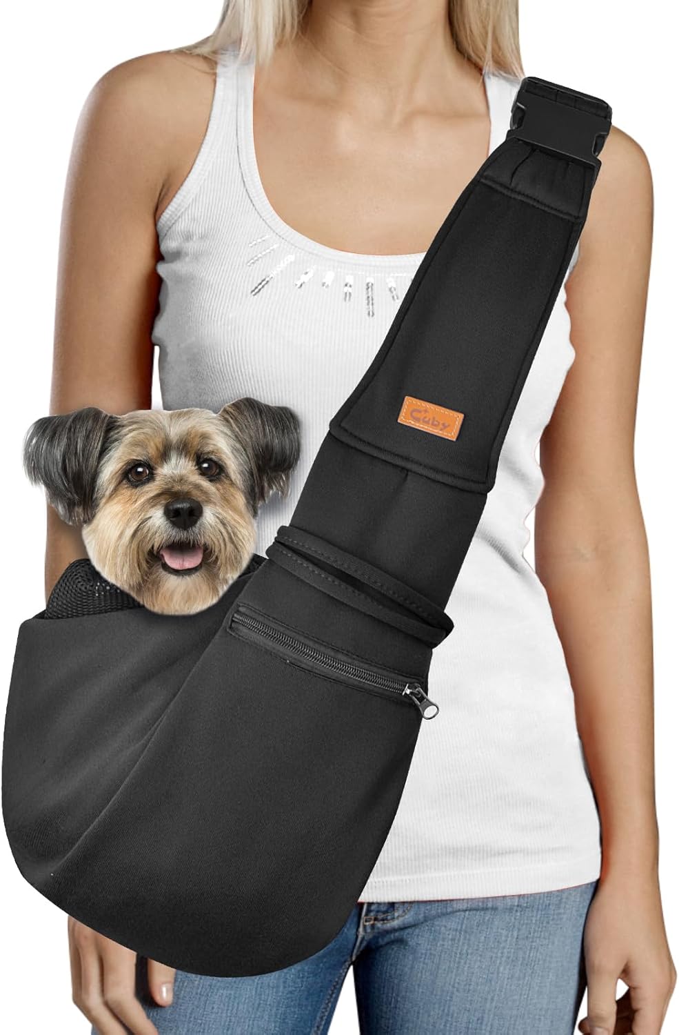 Dog and Cat Sling Carrier - Hands Free Reversible Pet Sling Bag - Ring Sling Adjustable - Suitable for Puppy, Small Dogs