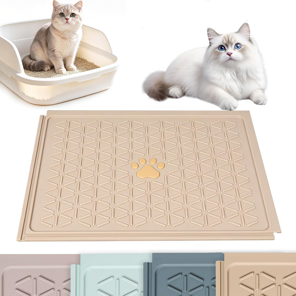 Zegcohjave Cat Litter Mat,19.6"x15.7"Connectable Silicone Litter Box Mat