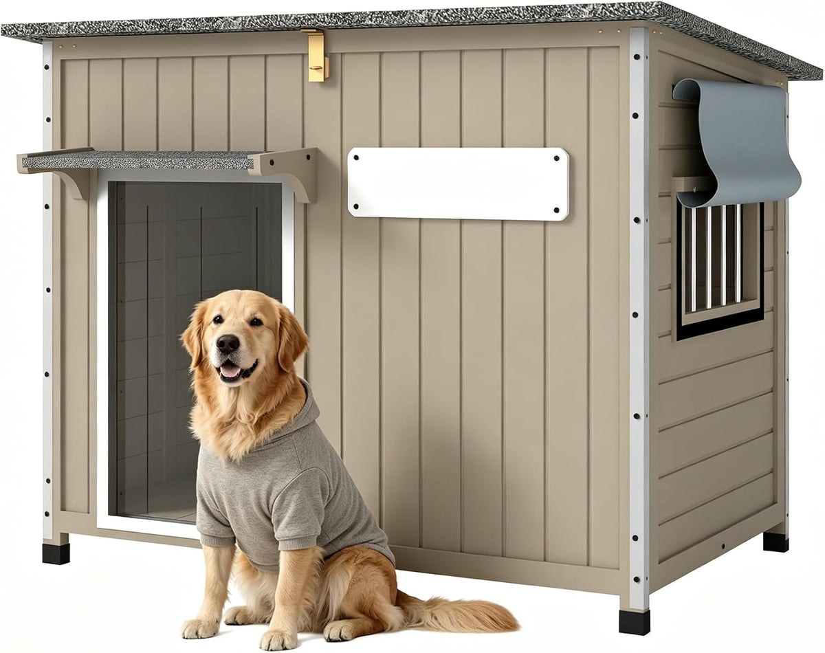 43" L Wooden Dog House Outdoor for Small & Medium Dogs Kennel