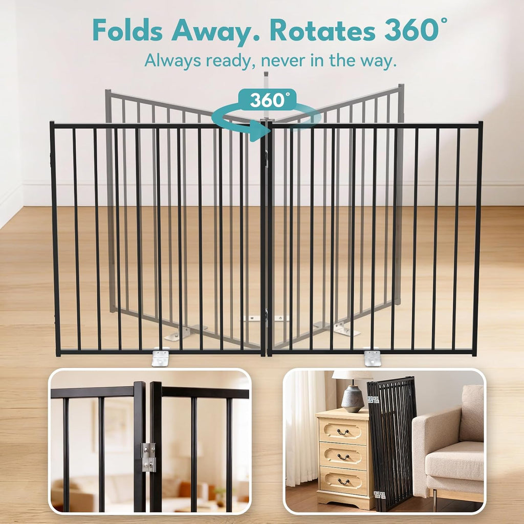 Freestanding Dog Gate with Door for Indoor & Outdoor, 30'' Tall