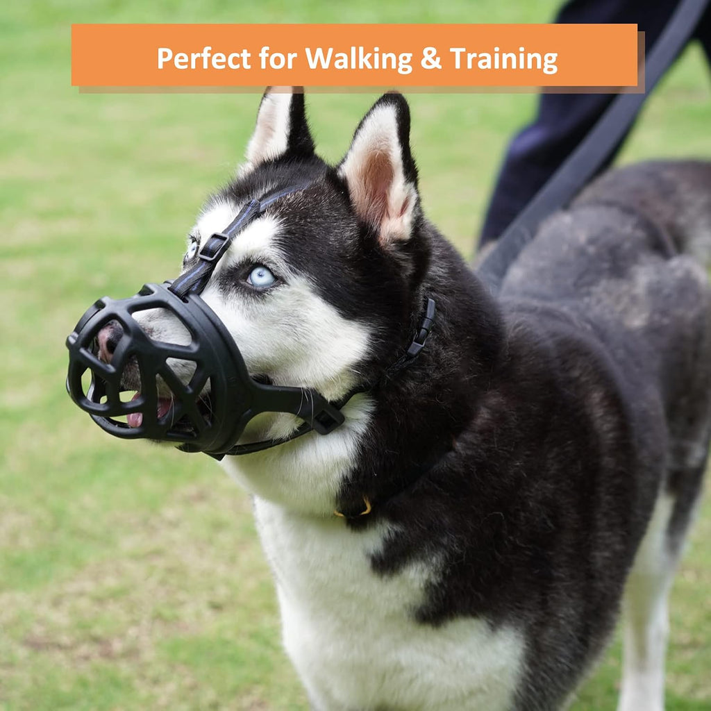 Dog Muzzle, Humane Basket Muzzle for Large Dogs Biting, Scavenging