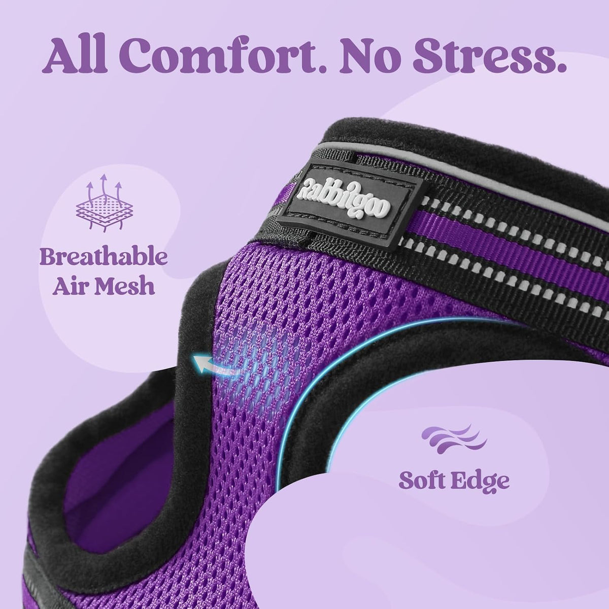 rabbitgoo Cat Harness and Leash Set, Step-in Soft Vest, Purple