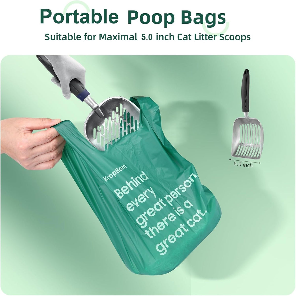 125 Count Cat Poop Bags with Handles, Disposable Litter Bags for Pet Poop, Extra-Thick Kitty Cat Waste Bags Easy Tie Lea