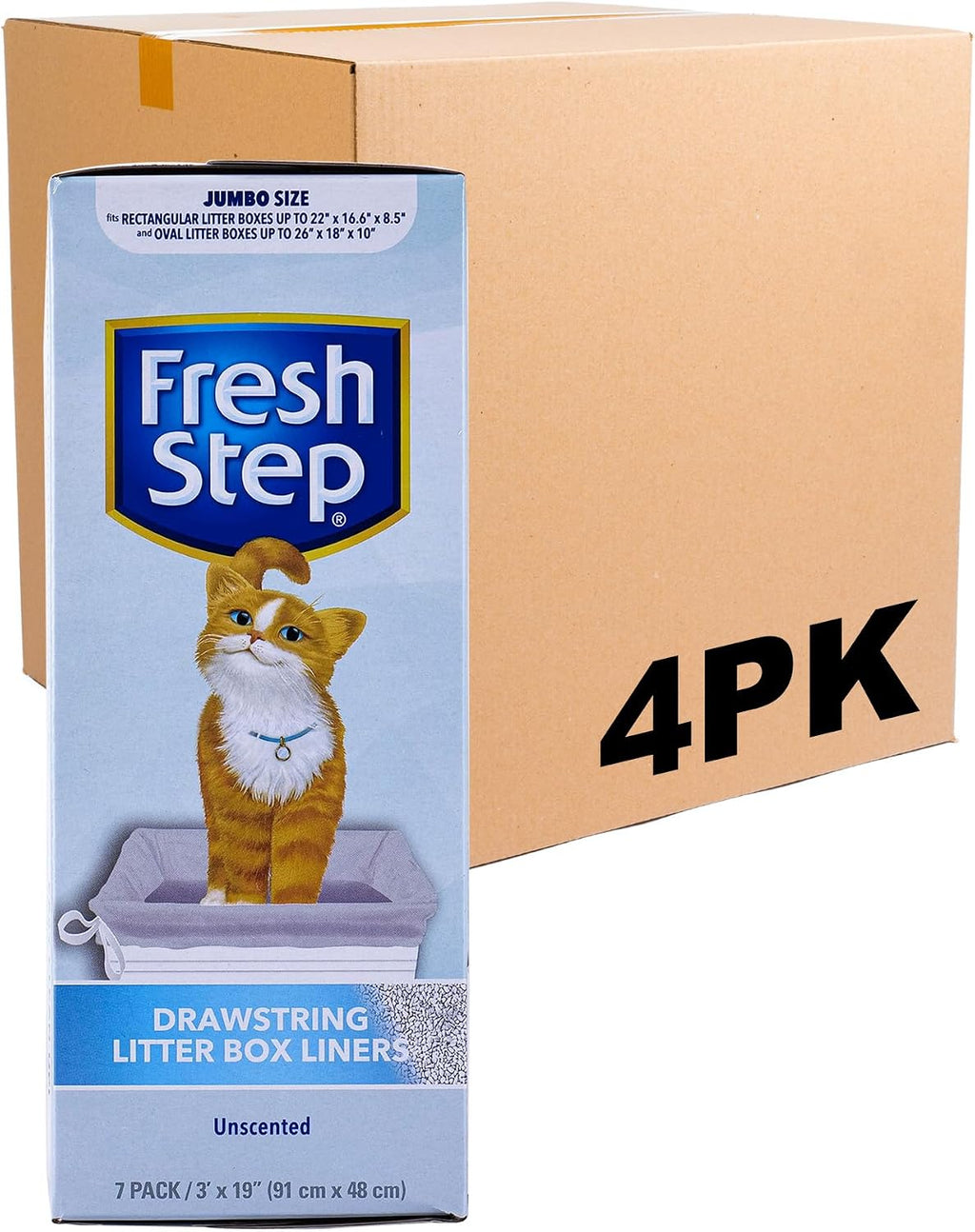 Fresh Step Drawstring Cat Litter Liners, Scented, 3 ft x 19 in, 7 Ct, 2-Pk