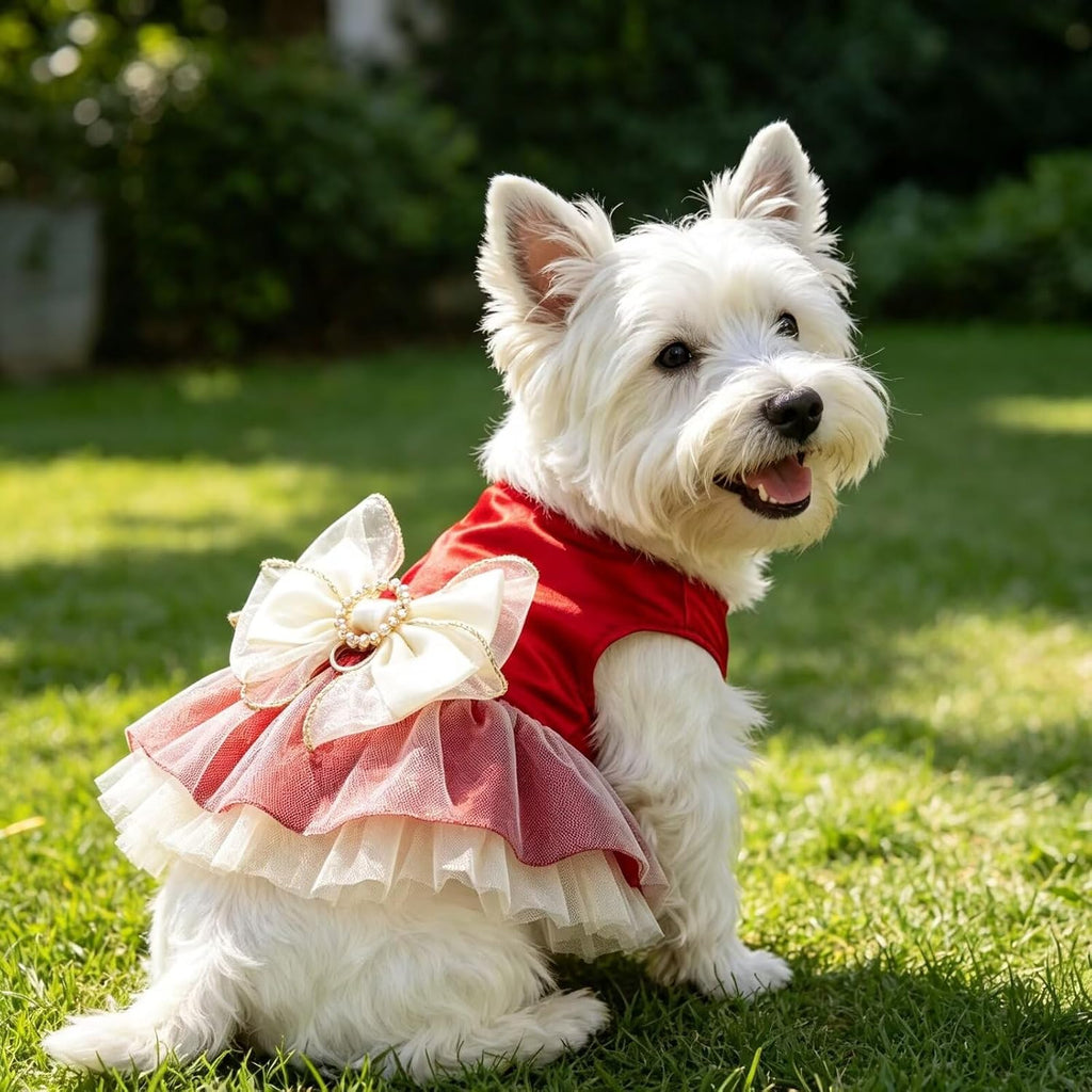 Christmas Dog Dress Girl Princess Dresses for Small Medium Dogs