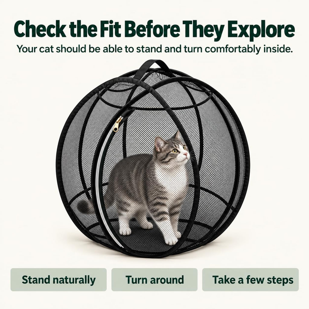 Cat Hamster Ball for Outside, Rolling Outdoor Cat Enclosure, Foldable Mesh