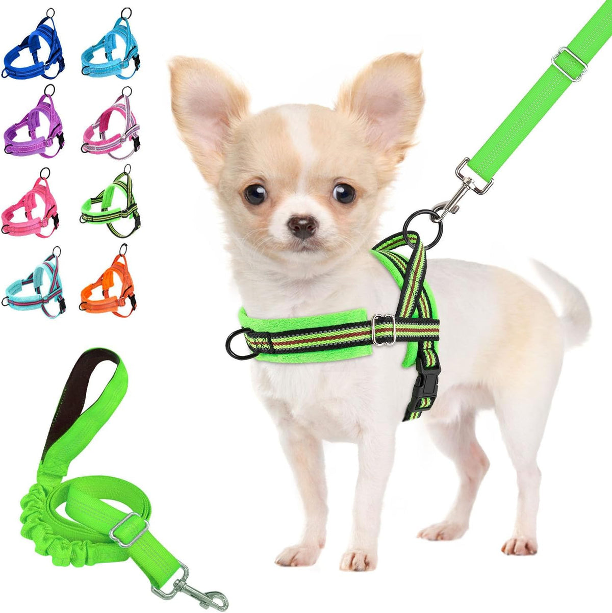Lukovee Small Dog Harness and Leash Set, No Pull Soft Padded, 4ft Leash, XS