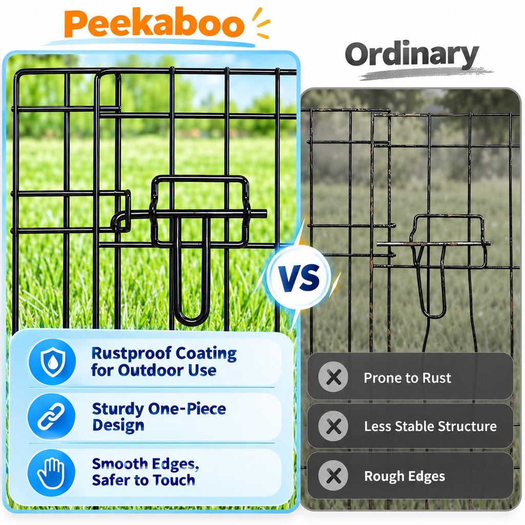 PEEKABOO Foldable Rustproof Dog Playpen with Octagonal Bottom Pad and door