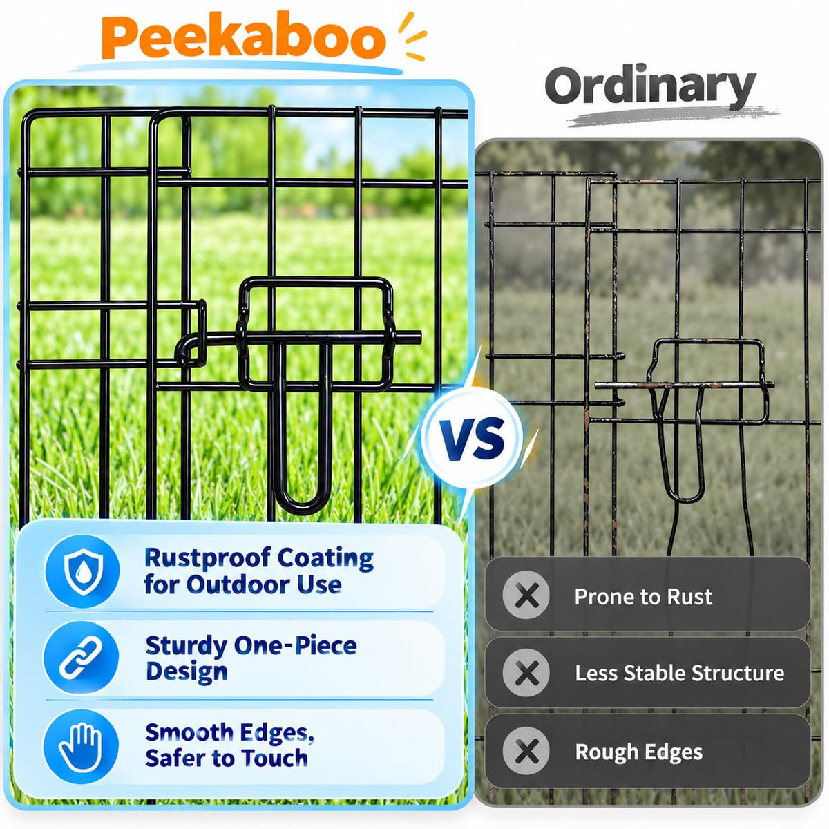 PEEKABOO Foldable Rustproof Dog Playpen with Octagonal Bottom Pad and door