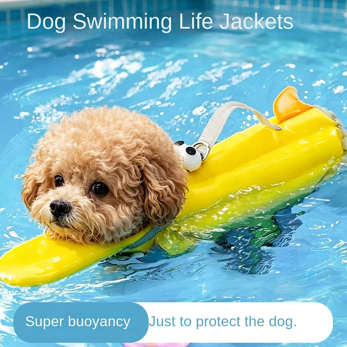 Dog Life Vest with Chin Float, Dog Life Jacket, with Rescue Handle & Hook, Head/Neck Support Design, Reflective, High Bu