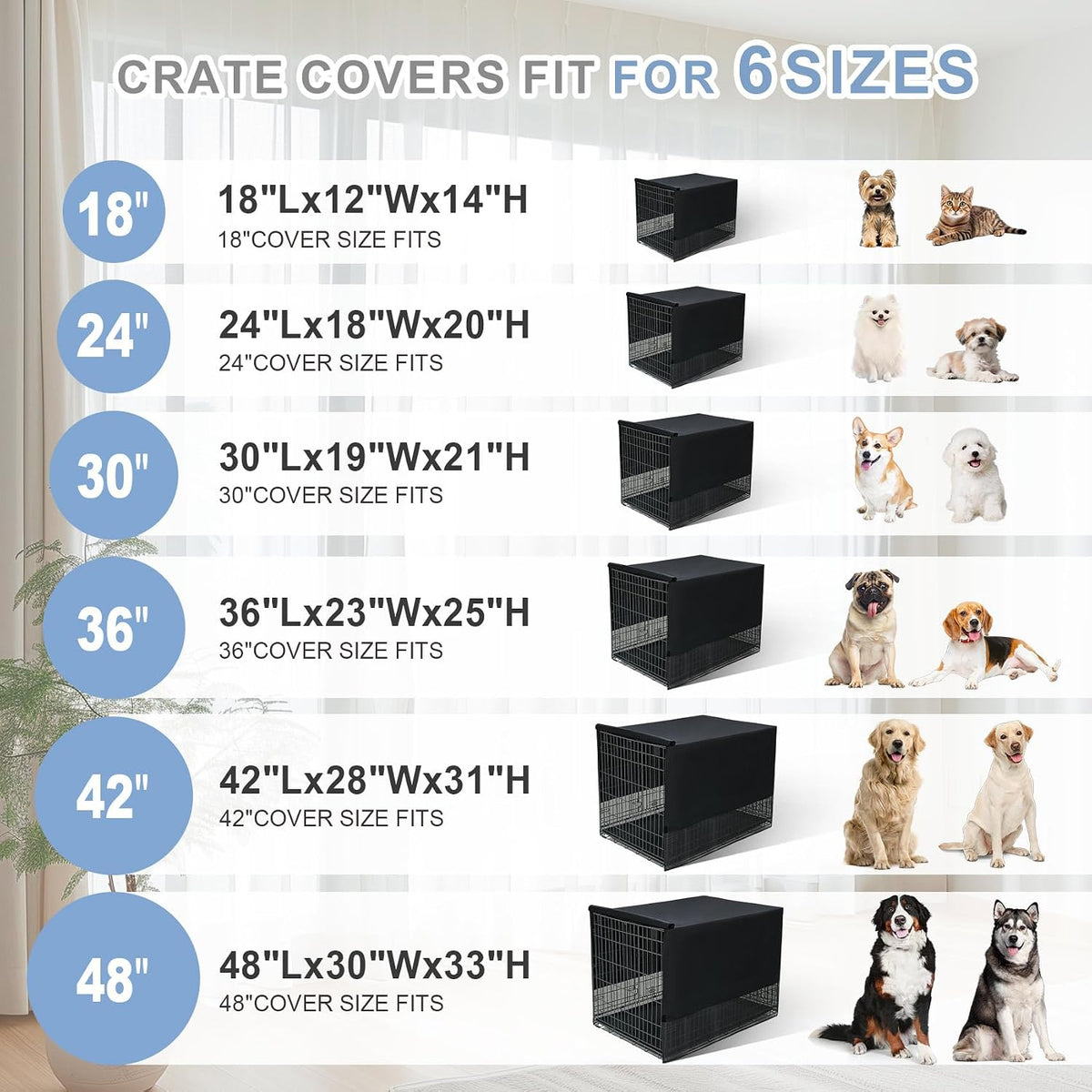 Explore Land Breathable Dog Crate Cover, 24 inches (Black)