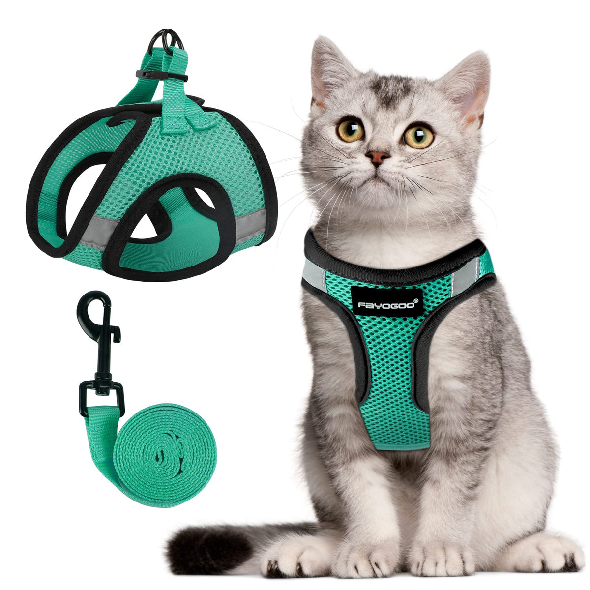 FAYOGOO Cat Harness and Leash Set, Escape-Proof Step-in Vest for Walking