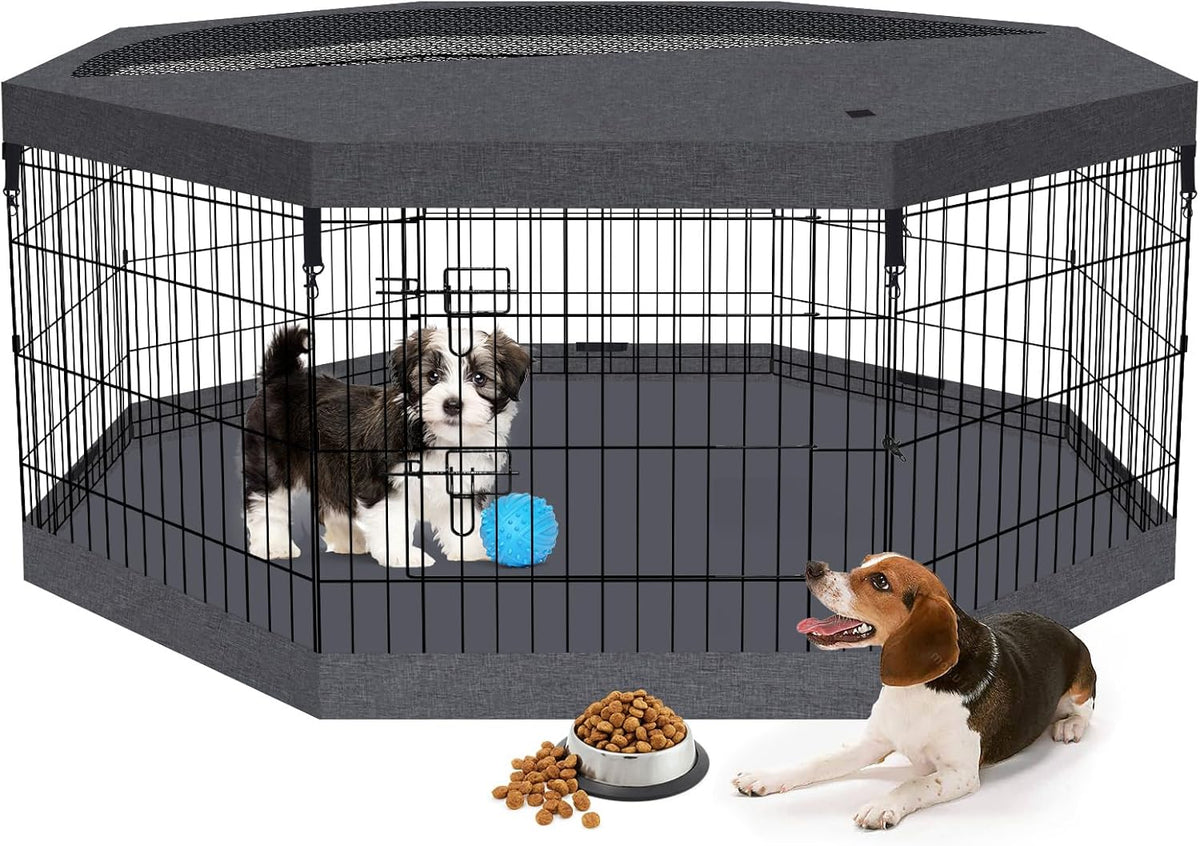 Dog Playpen Top Cover Only, for 8 Panel 24 Inch Wide Octagonal Mesh Black