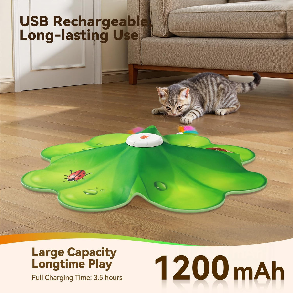 FEELNEEDY Rechargeable Cat Toys, 2 in 1 Hide and Seek Game Interactive Cat Toy, Movable LED Red Dot, Moving Concealed Fe