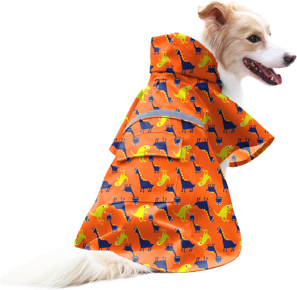 Large Dog Raincoat Adjustable Pet Water Proof Clothes Lightweight Rain Jacket Poncho Hoodies with Strip Reflective (XL, 