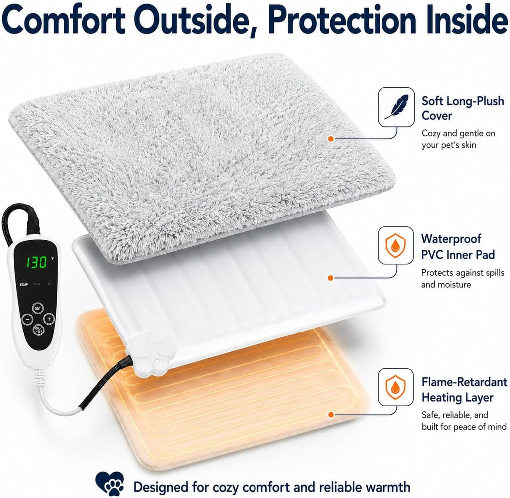 Pet Heating Pad for Cats with Normally Open Function,Heated Cat Bed