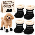 Soft Velvet Puppy Booties Warm Non-Slip Paw Covers for Small Dogs(Black,M)