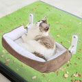 Zakkart Foldable Cat Hammock for Window with Bolster - Cordless, Three-Side Bolstered Machine Washable Fluffy Bed, Robus