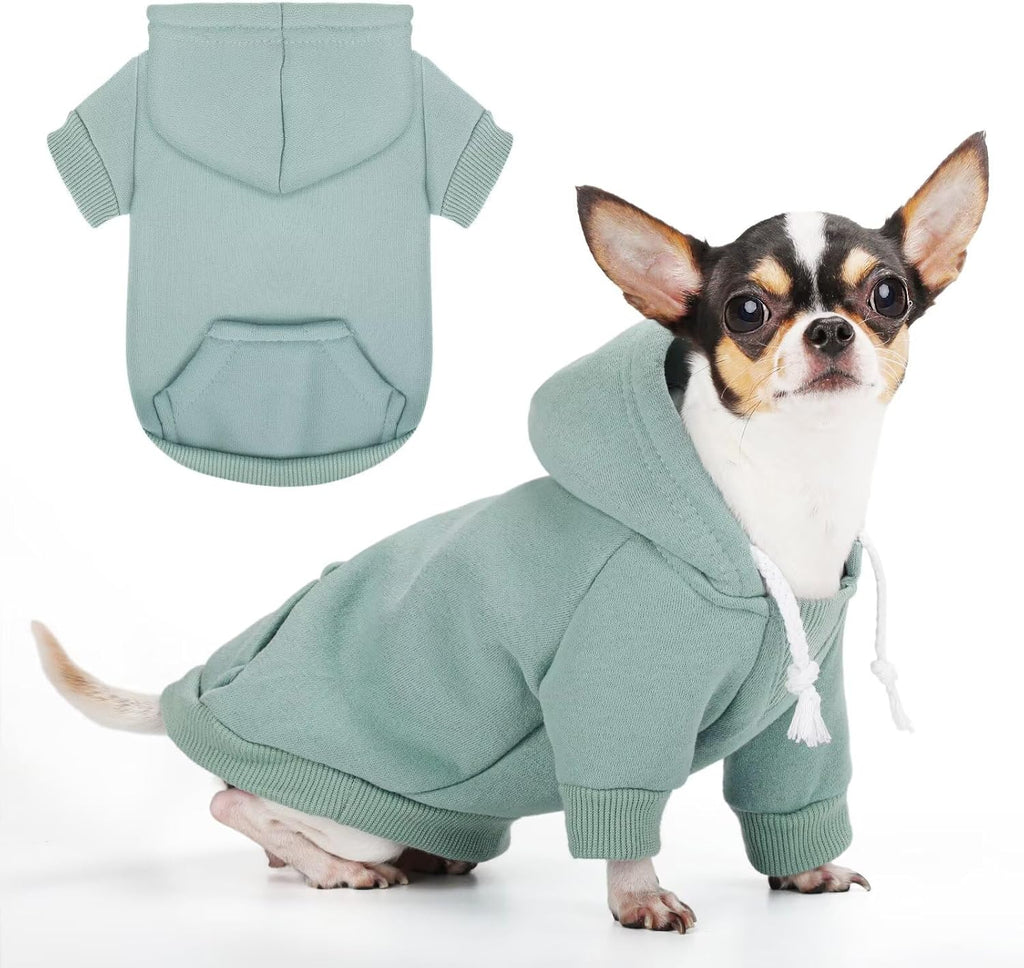 Small Dog Hoodie Sweater: Winter Sweatshirt Pet Coat with Pockets, Hat & Leash Hole for Puppy Doggie Chihuahua, Small-Me