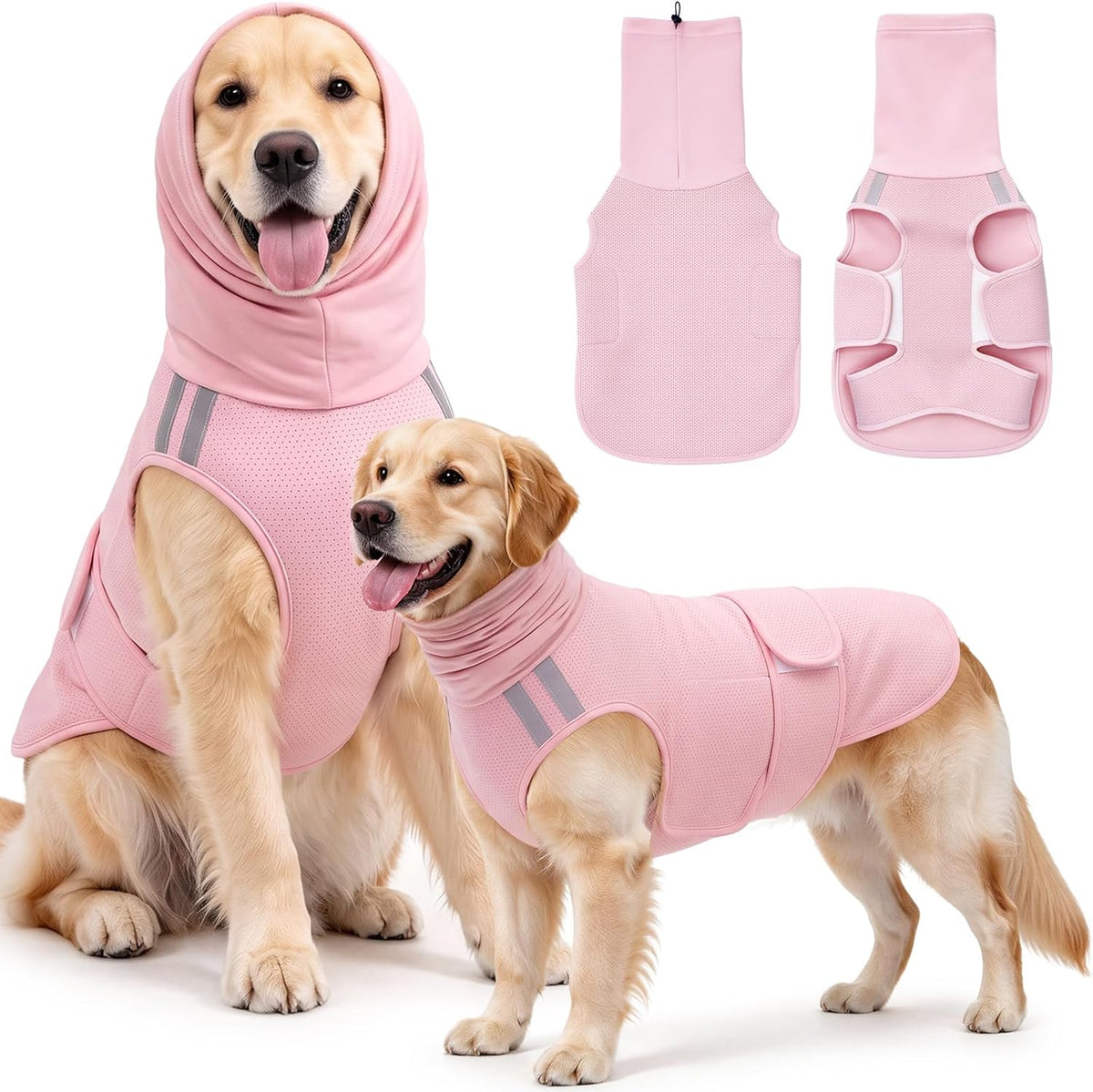 Idepet Dog Anxiety Vest with Hood, All-in-One Anxiety Relief Thunder Wrap for Dogs, Ideal for Thunderstorm, Fireworks, T