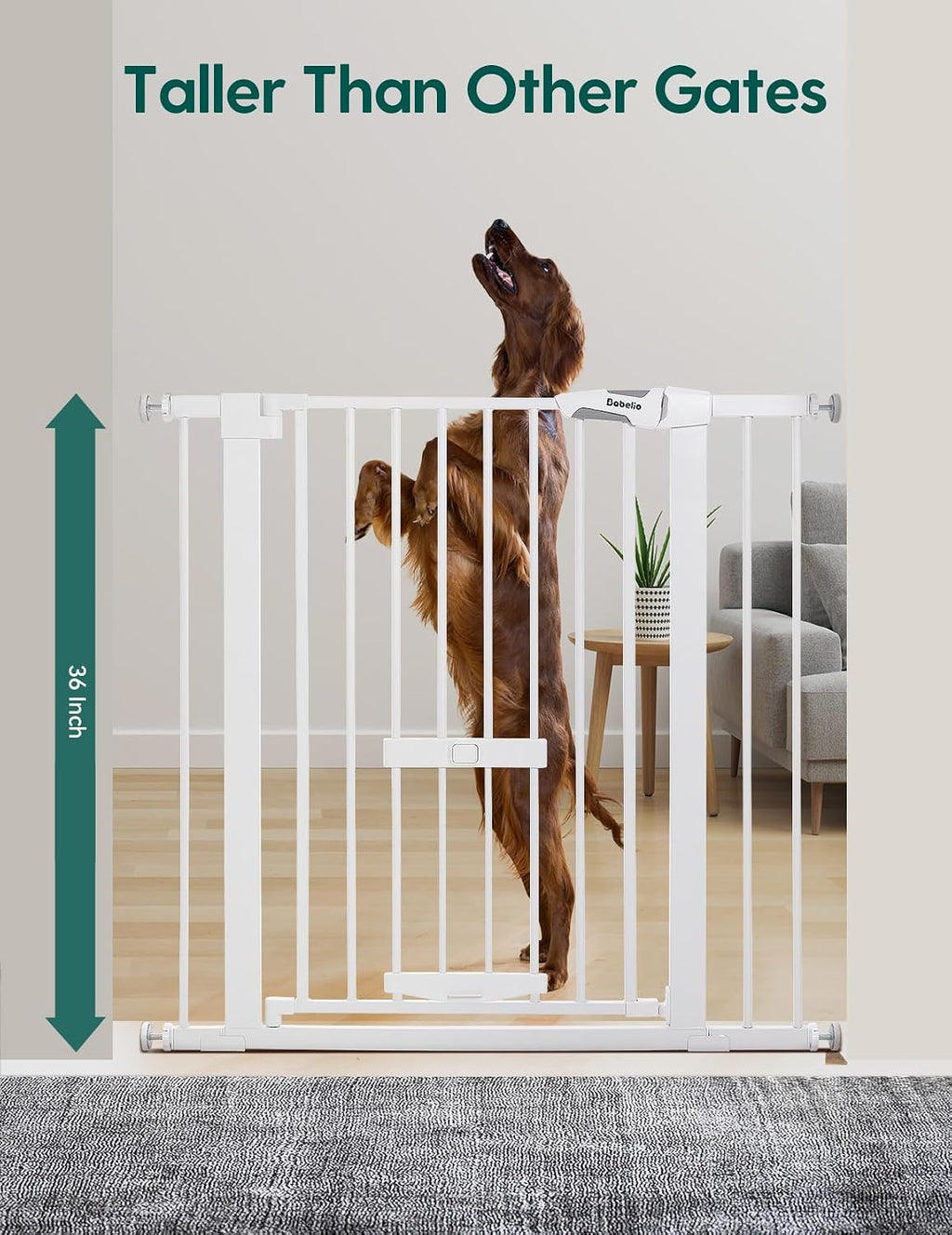 Babelio 36" Tall Pet Gate with Cat Door, CatPrivilege II, 29-40", White