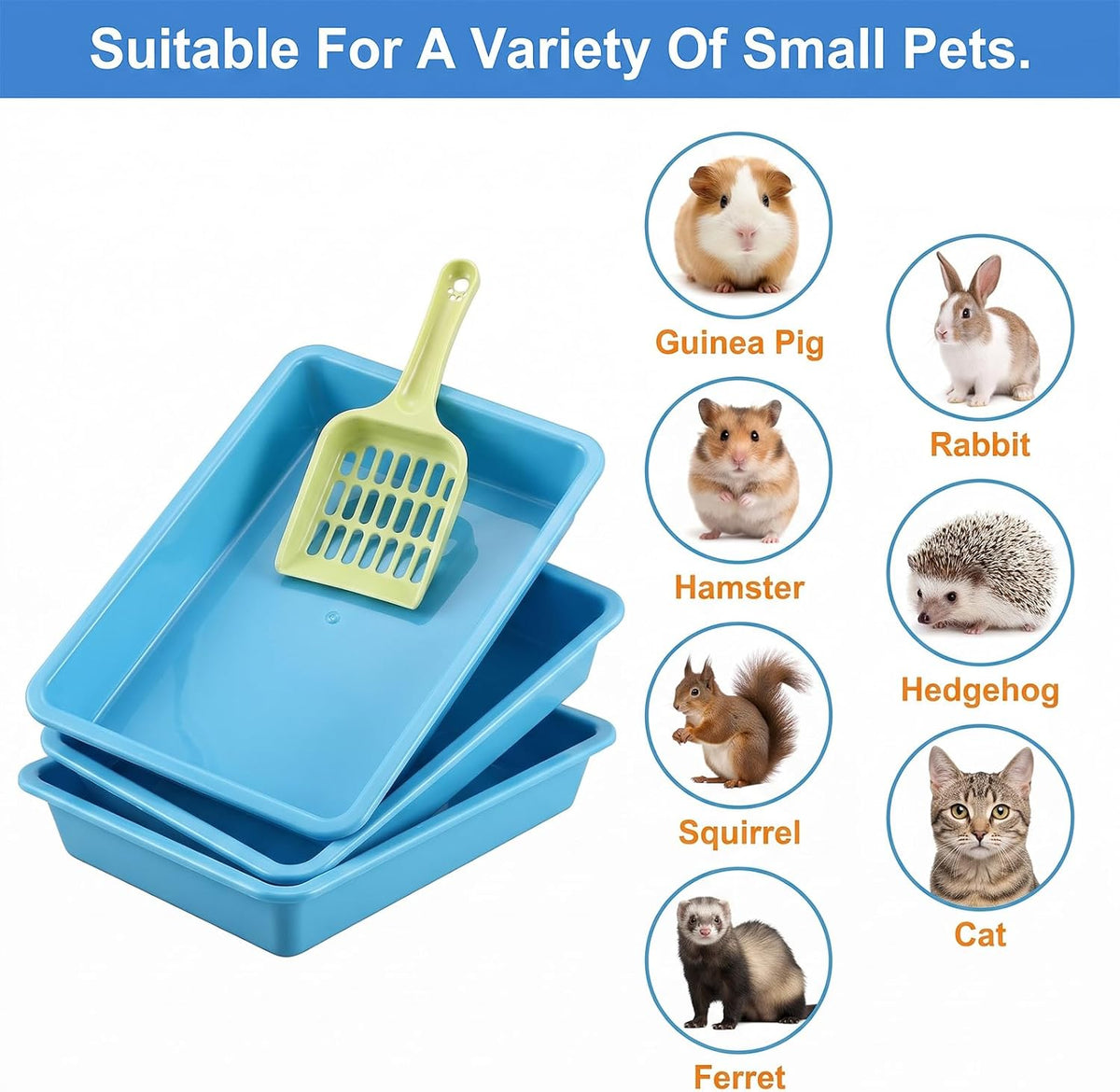 6 Pack Small Kitten Litter Box 1.6 inch Low Entry Litter Box with Scooper