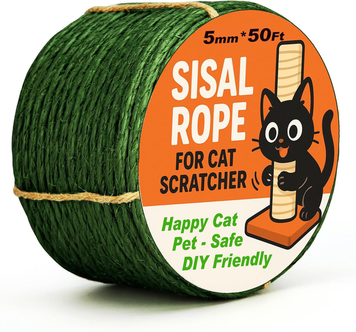 White Sisal Rope for Cat Tree and Scratching Post 5mm 1/5 Inch, 100 Feet
